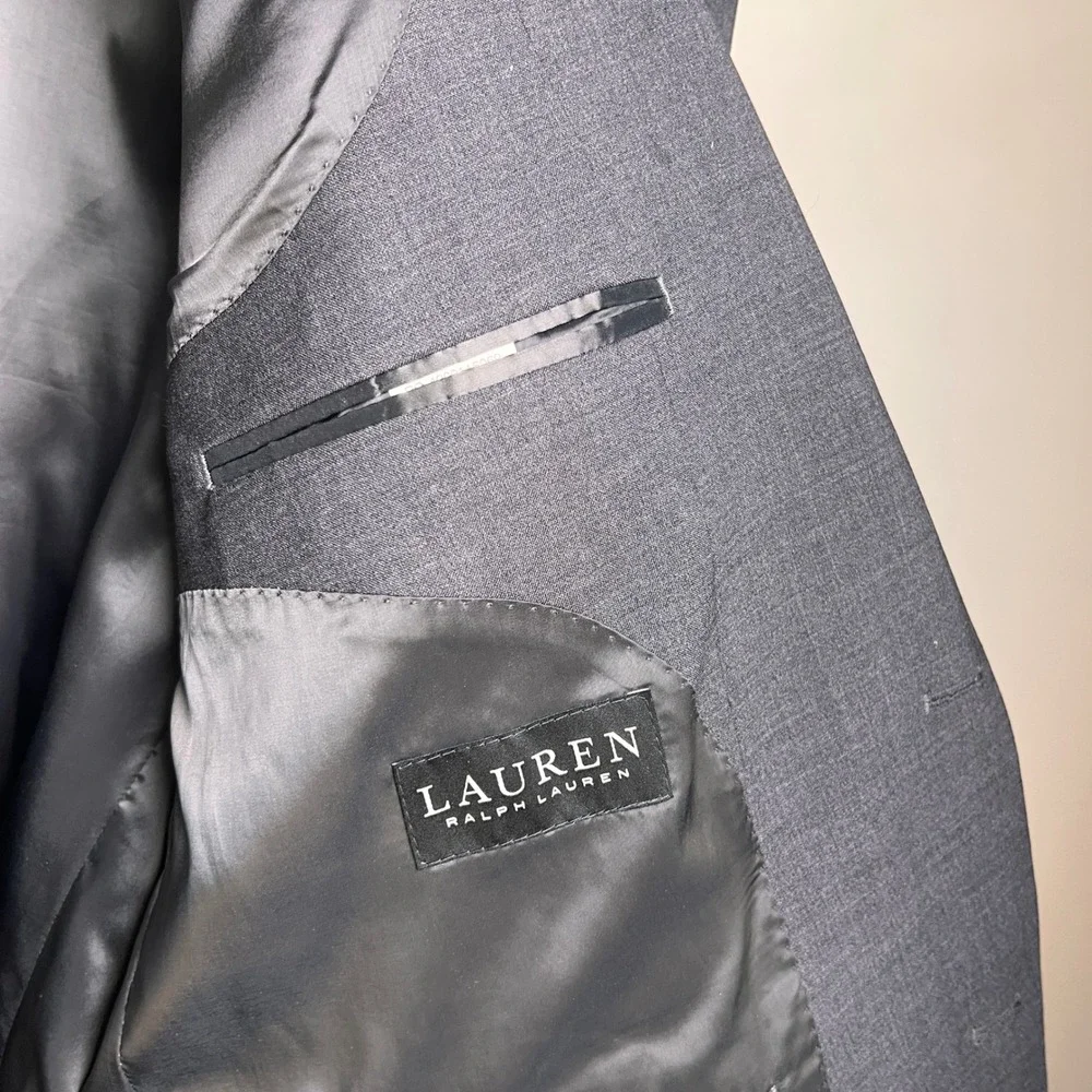 Lauren Ralph Lauren 2-piece Suit Jacket Pants 48L Gray Wool Two Button Blazer